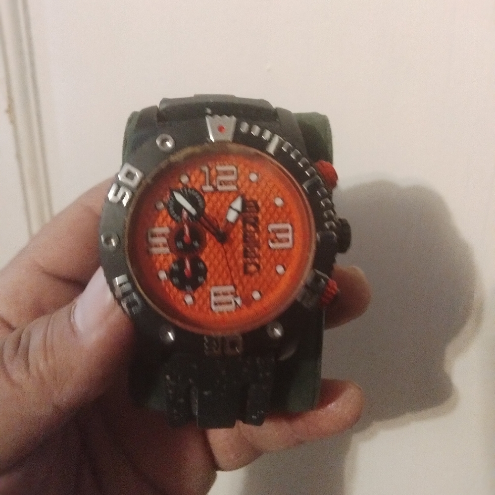 BREED Grand Prix Chronograph Orange Dial Black Silicone Men's Watch